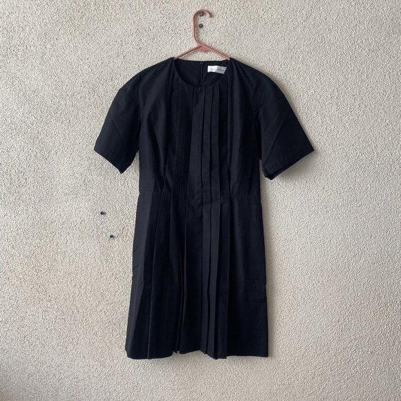 Victoria Beckham Womens Dress Black Front Pleated Short Sleeve Size 14 - Picture 4 of 15